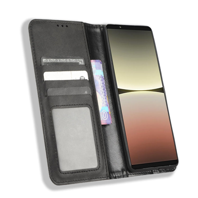 For Sony Xperia 5 IV Magnetic Buckle Retro Texture Leather Phone Case