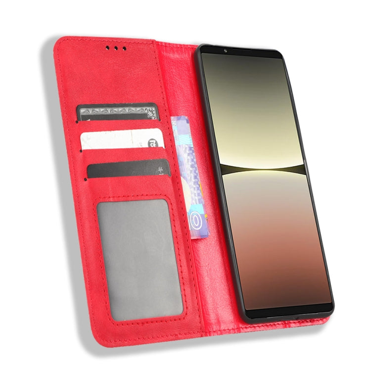 For Sony Xperia 5 IV Magnetic Buckle Retro Texture Leather Phone Case