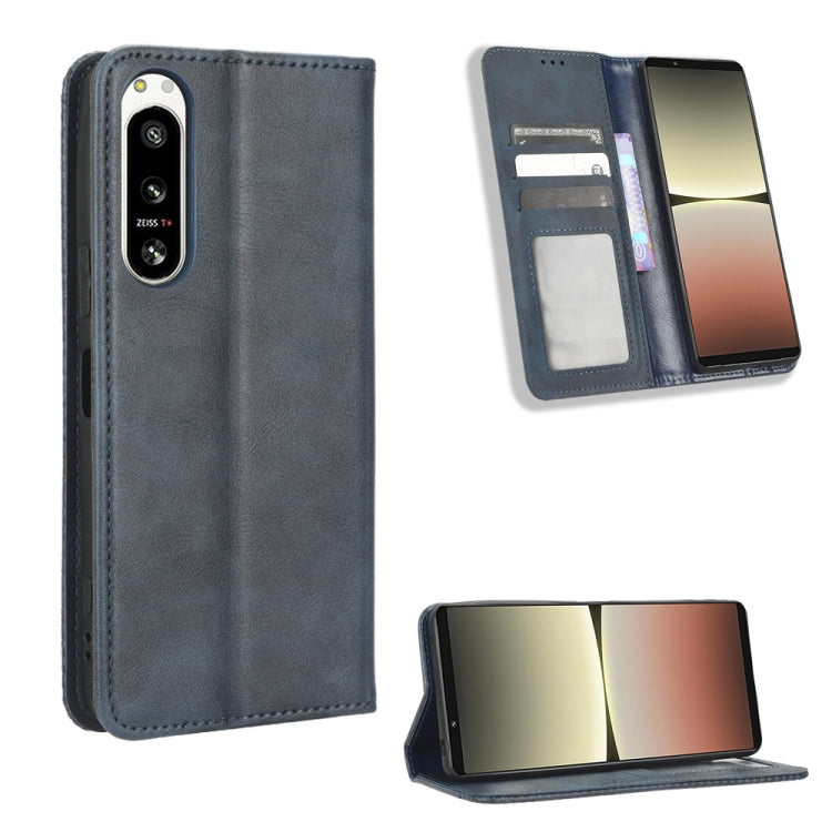 For Sony Xperia 5 IV Magnetic Buckle Retro Texture Leather Phone Case