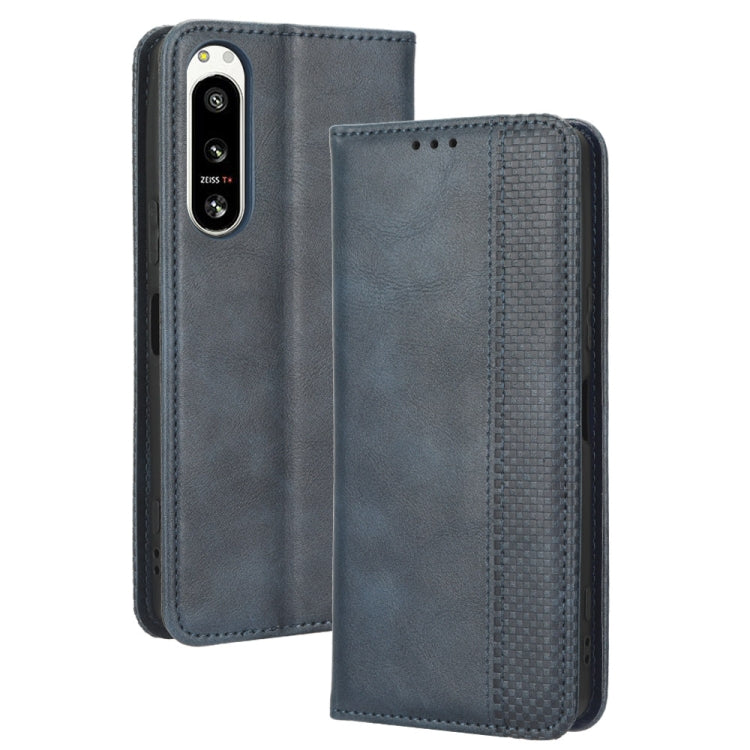 For Sony Xperia 5 IV Magnetic Buckle Retro Texture Leather Phone Case