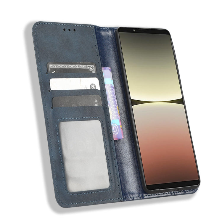 For Sony Xperia 5 IV Magnetic Buckle Retro Texture Leather Phone Case