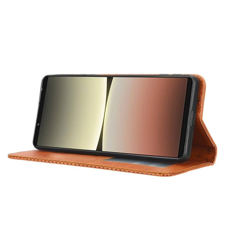 For Sony Xperia 5 IV Magnetic Buckle Retro Texture Leather Phone Case