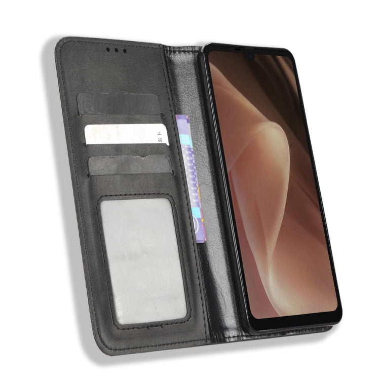 For Sharp Aquos Sense7 Plus Magnetic Buckle Retro Texture Leather Phone Case