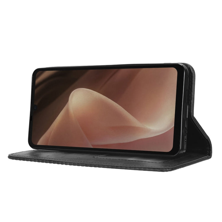 For Sharp Aquos Sense7 Plus Magnetic Buckle Retro Texture Leather Phone Case