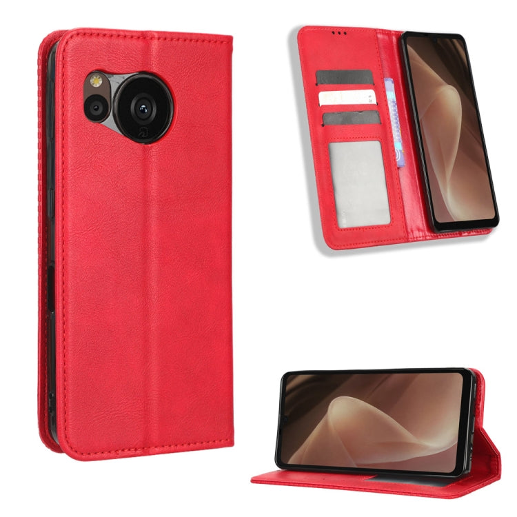 For Sharp Aquos Sense7 Plus Magnetic Buckle Retro Texture Leather Phone Case
