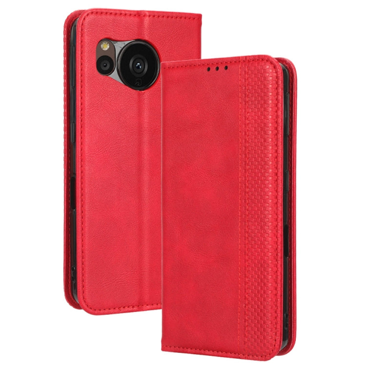 For Sharp Aquos Sense7 Plus Magnetic Buckle Retro Texture Leather Phone Case