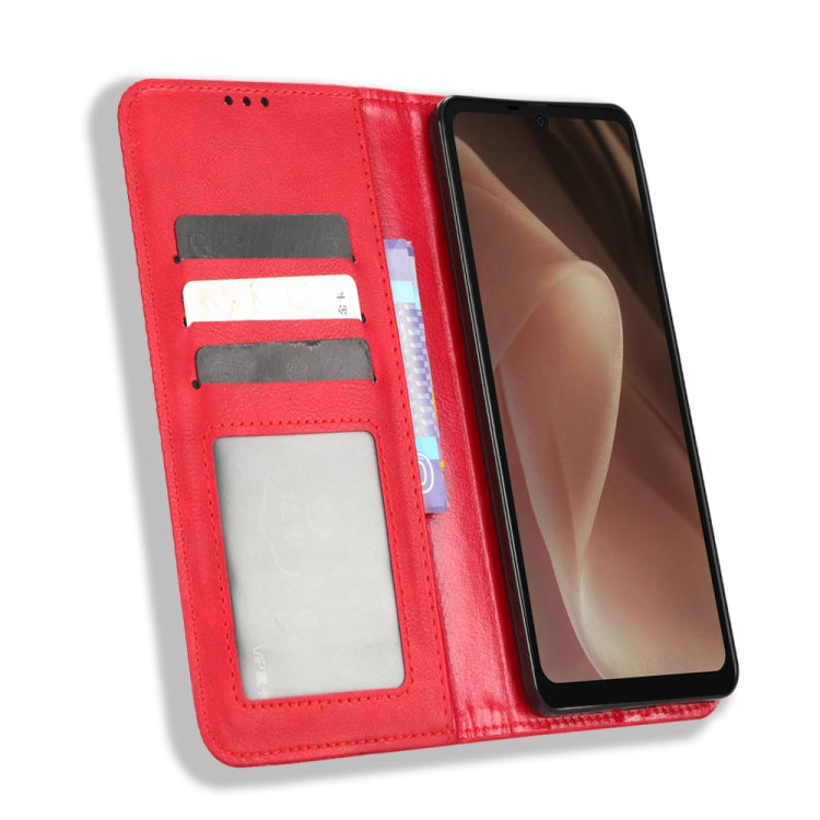 For Sharp Aquos Sense7 Plus Magnetic Buckle Retro Texture Leather Phone Case