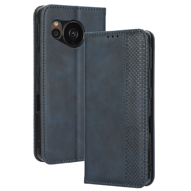 For Sharp Aquos Sense7 Plus Magnetic Buckle Retro Texture Leather Phone Case