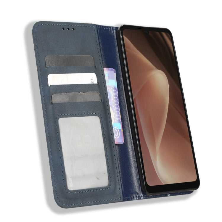 For Sharp Aquos Sense7 Plus Magnetic Buckle Retro Texture Leather Phone Case