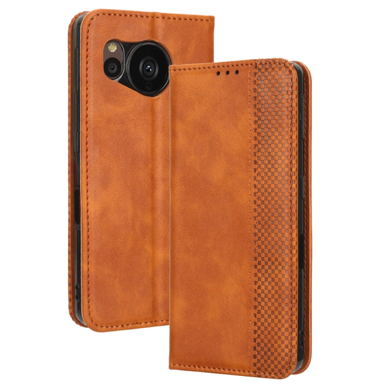 For Sharp Aquos Sense7 Plus Magnetic Buckle Retro Texture Leather Phone Case