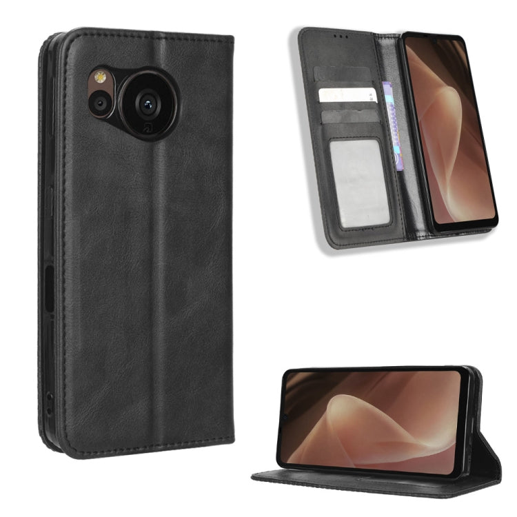 For Sharp Aquos Sense7 Magnetic Buckle Retro Texture Leather Phone Case