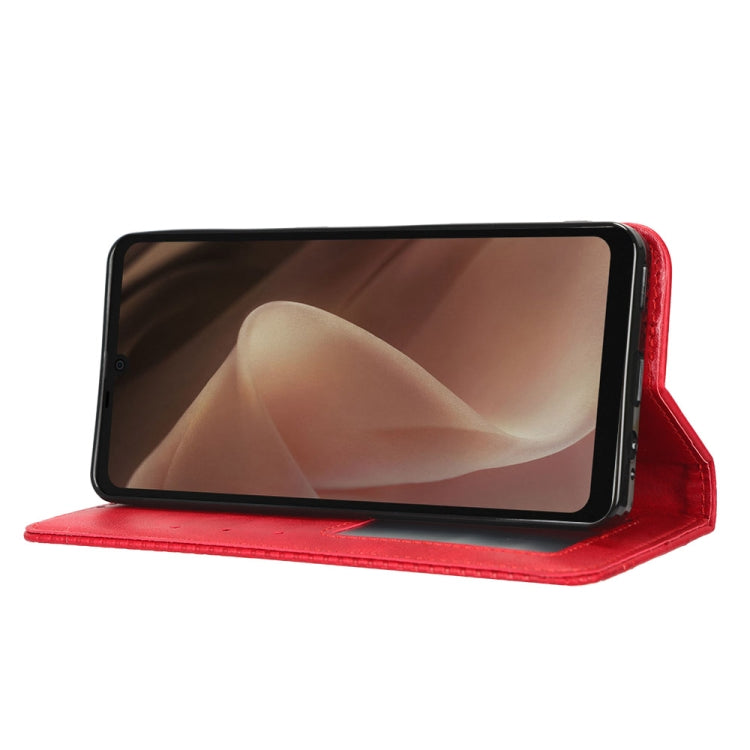 For Sharp Aquos Sense7 Magnetic Buckle Retro Texture Leather Phone Case