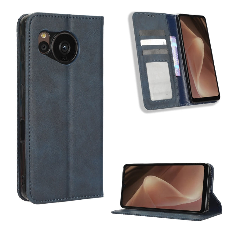 For Sharp Aquos Sense7 Magnetic Buckle Retro Texture Leather Phone Case