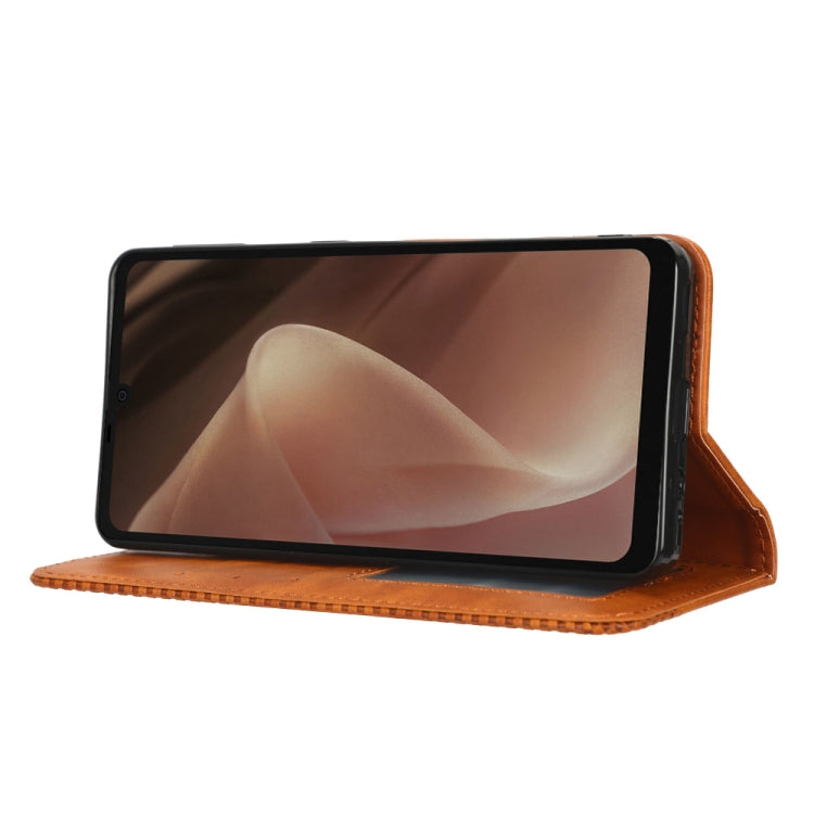 For Sharp Aquos Sense7 Magnetic Buckle Retro Texture Leather Phone Case