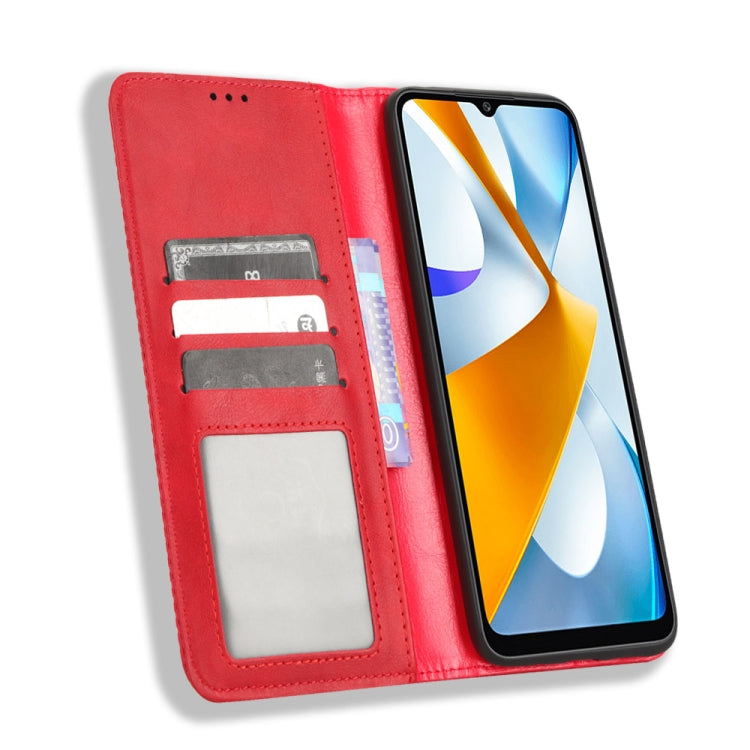 For Xiaomi Poco C40 Magnetic Buckle Retro Texture Leather Phone Case