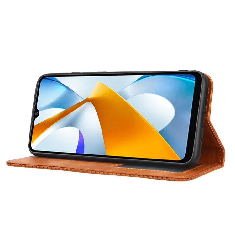 For Xiaomi Poco C40 Magnetic Buckle Retro Texture Leather Phone Case