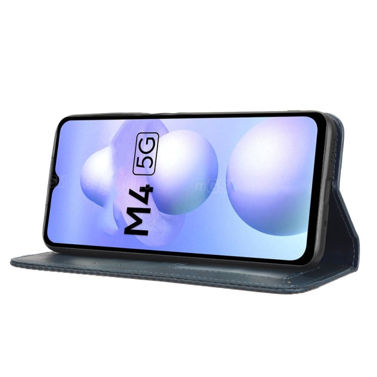 For Xiaomi Poco M4 5G Magnetic Buckle Retro Texture Leather Phone Case