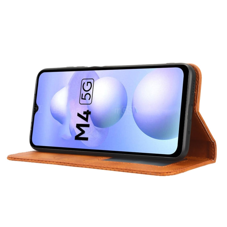 For Xiaomi Poco M4 5G Magnetic Buckle Retro Texture Leather Phone Case