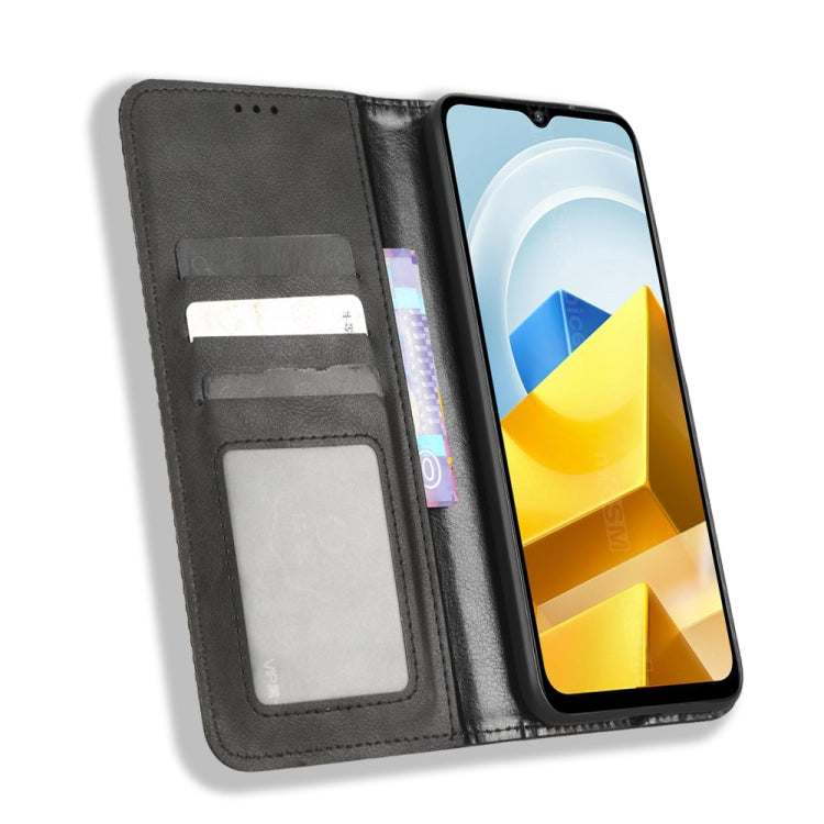 For Xiaomi Poco M5 Magnetic Buckle Retro Texture Leather Phone Case