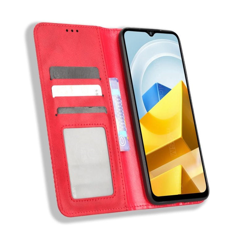 For Xiaomi Poco M5 Magnetic Buckle Retro Texture Leather Phone Case