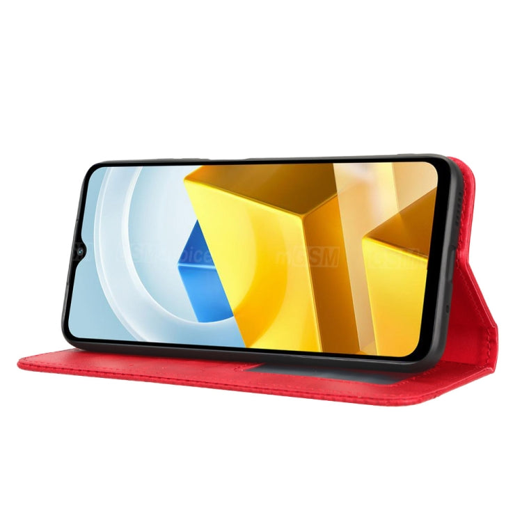 For Xiaomi Poco M5 Magnetic Buckle Retro Texture Leather Phone Case