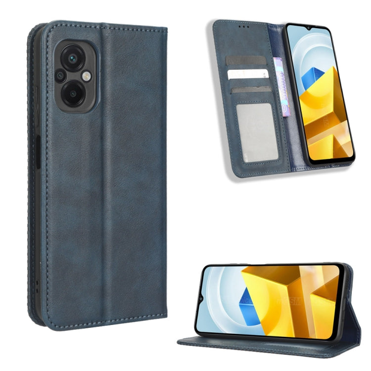 For Xiaomi Poco M5 Magnetic Buckle Retro Texture Leather Phone Case