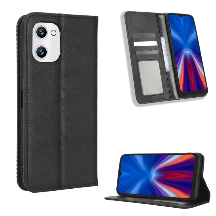 For UMIDIGI C1 Magnetic Buckle Retro Texture Leather Phone Case