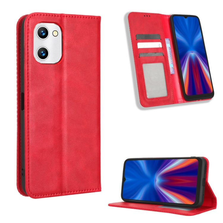 For UMIDIGI C1 Magnetic Buckle Retro Texture Leather Phone Case