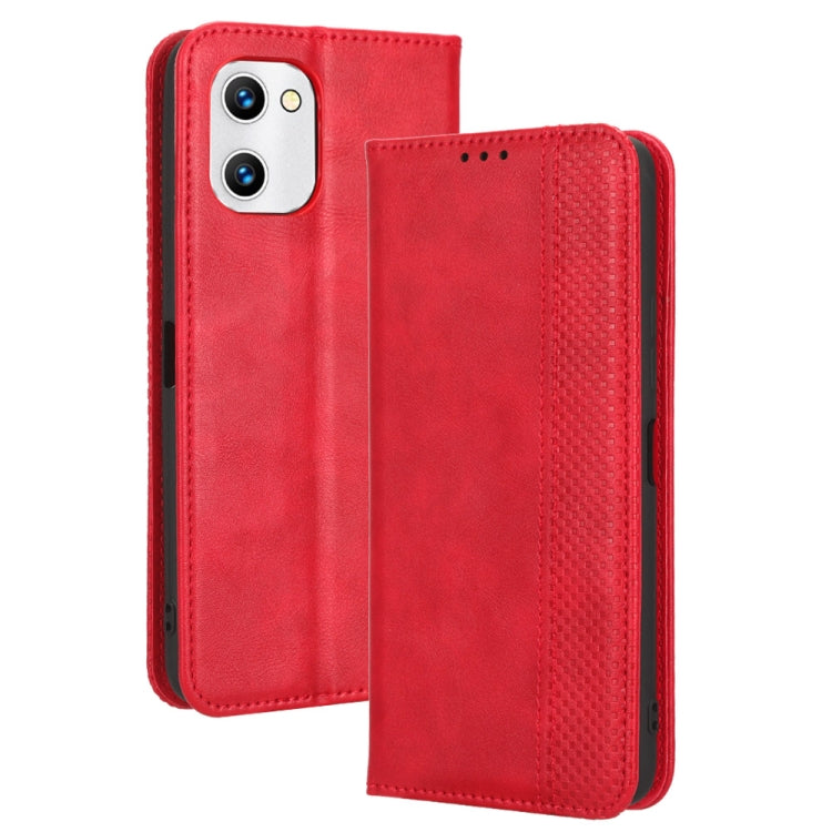 For UMIDIGI C1 Magnetic Buckle Retro Texture Leather Phone Case