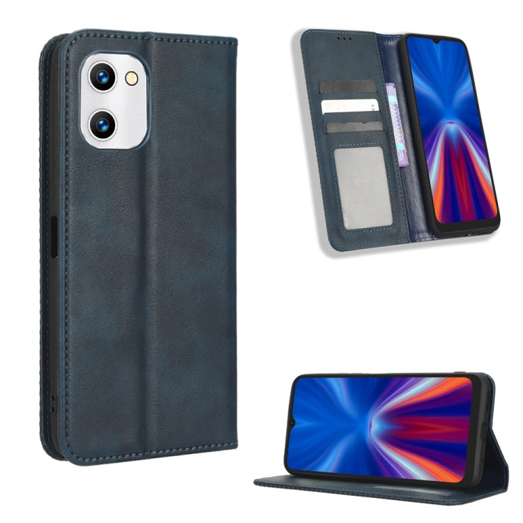 For UMIDIGI C1 Magnetic Buckle Retro Texture Leather Phone Case