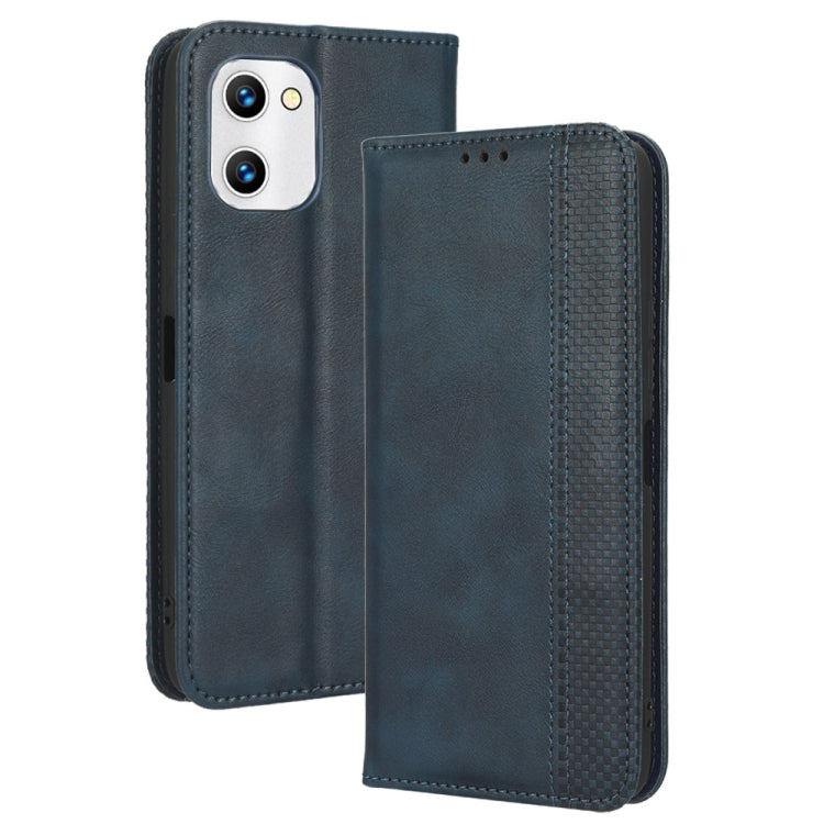 For UMIDIGI C1 Magnetic Buckle Retro Texture Leather Phone Case