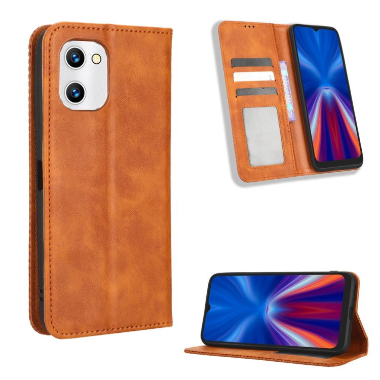 For UMIDIGI C1 Magnetic Buckle Retro Texture Leather Phone Case