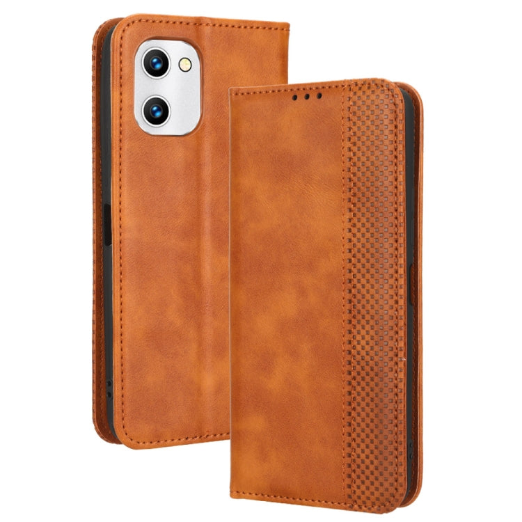 For UMIDIGI C1 Magnetic Buckle Retro Texture Leather Phone Case