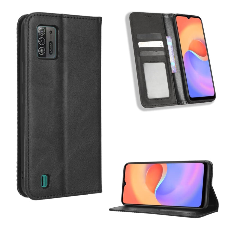 For ZTE Blade A52 Lite Magnetic Buckle Retro Texture Leather Phone Case