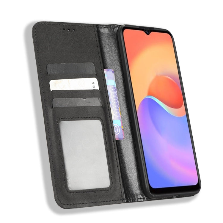 For ZTE Blade A52 Lite Magnetic Buckle Retro Texture Leather Phone Case
