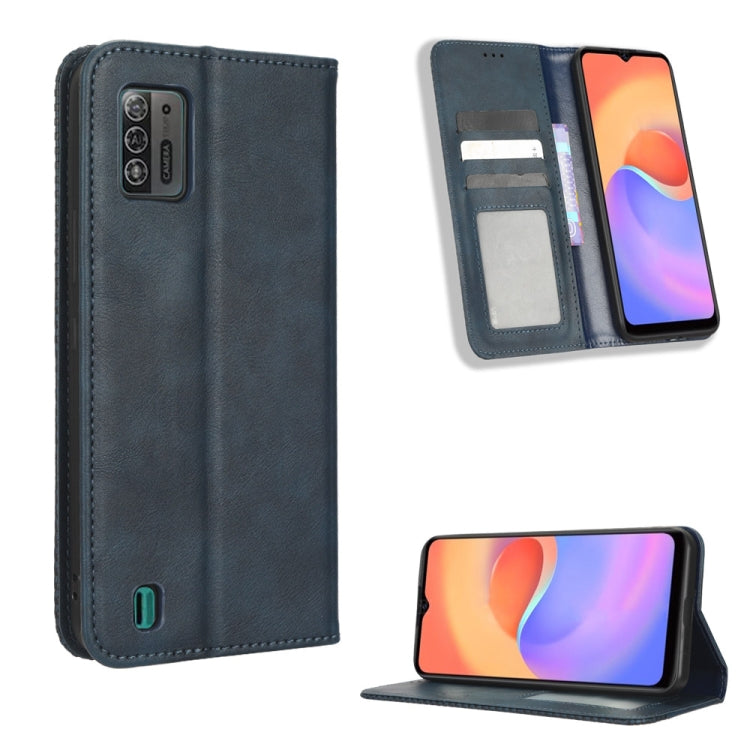 For ZTE Blade A52 Lite Magnetic Buckle Retro Texture Leather Phone Case