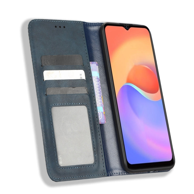 For ZTE Blade A52 Lite Magnetic Buckle Retro Texture Leather Phone Case