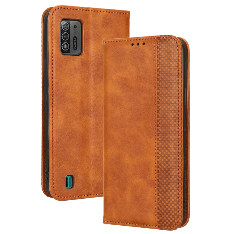 For ZTE Blade A52 Lite Magnetic Buckle Retro Texture Leather Phone Case