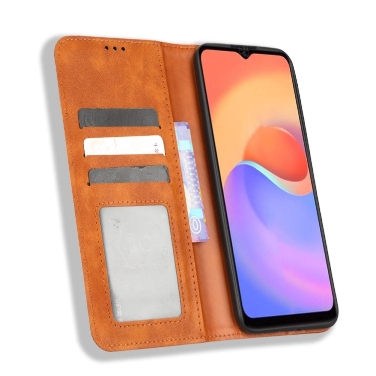 For ZTE Blade A52 Lite Magnetic Buckle Retro Texture Leather Phone Case