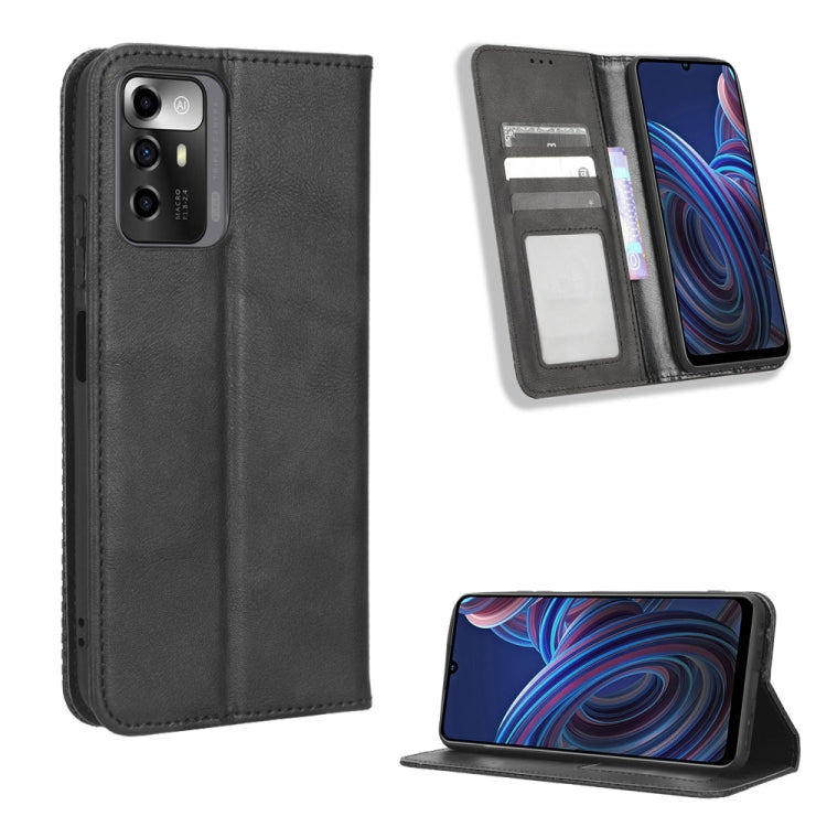 For ZTE Blade A72 5G Magnetic Buckle Retro Texture Leather Phone Case