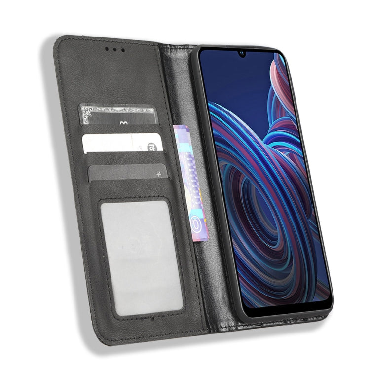 For ZTE Blade A72 5G Magnetic Buckle Retro Texture Leather Phone Case