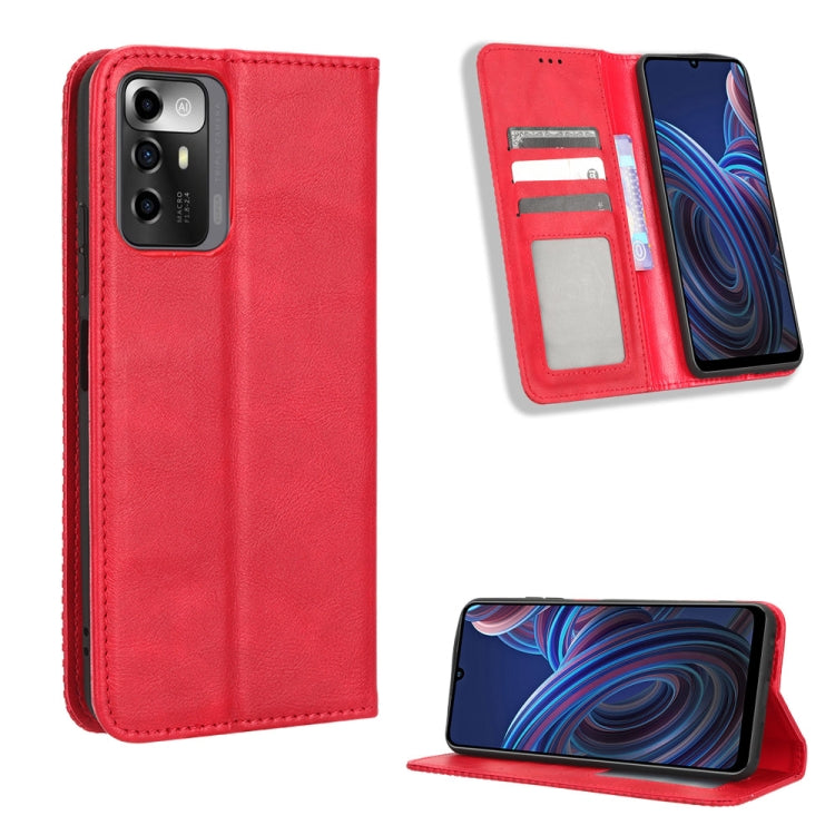 For ZTE Blade A72 5G Magnetic Buckle Retro Texture Leather Phone Case