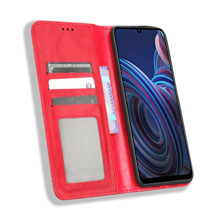 For ZTE Blade A72 5G Magnetic Buckle Retro Texture Leather Phone Case