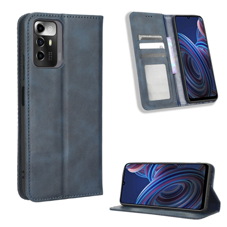 For ZTE Blade A72 5G Magnetic Buckle Retro Texture Leather Phone Case