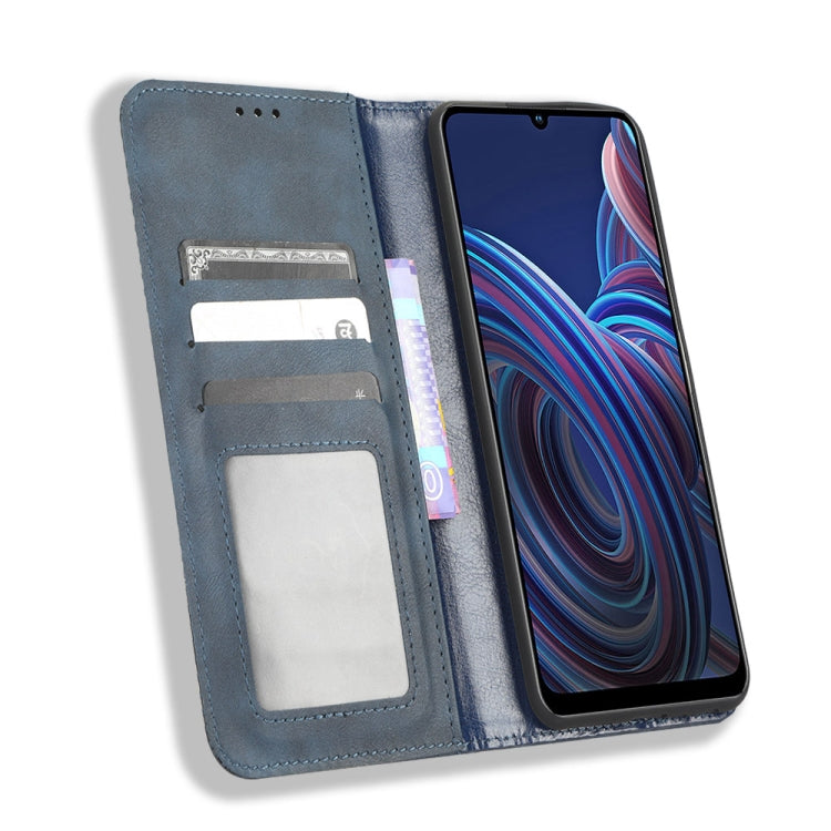 For ZTE Blade A72 5G Magnetic Buckle Retro Texture Leather Phone Case