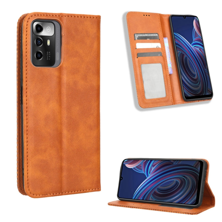 For ZTE Blade A72 5G Magnetic Buckle Retro Texture Leather Phone Case