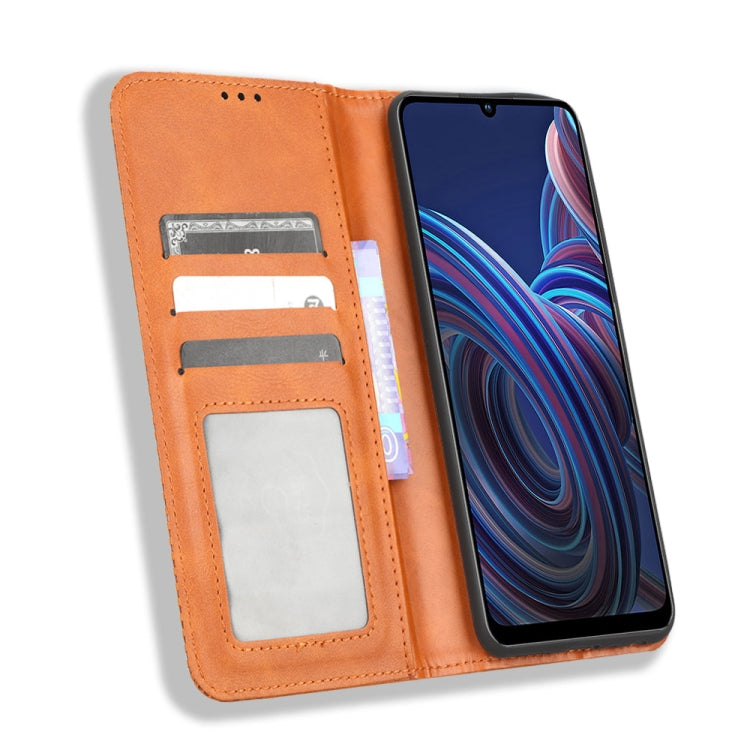 For ZTE Blade A72 5G Magnetic Buckle Retro Texture Leather Phone Case