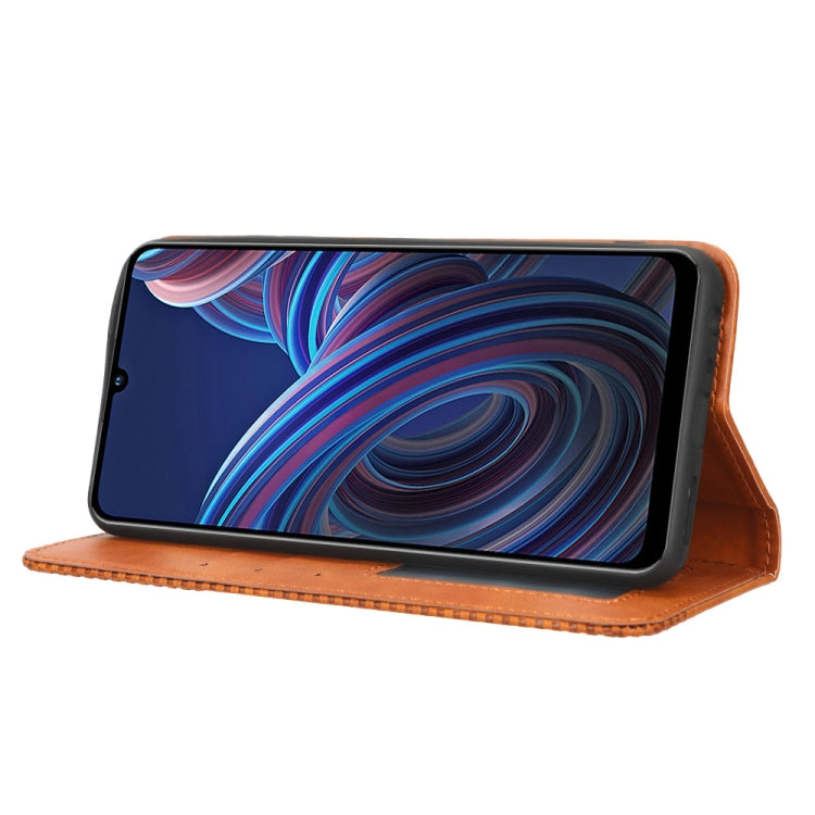 For ZTE Blade A72 5G Magnetic Buckle Retro Texture Leather Phone Case