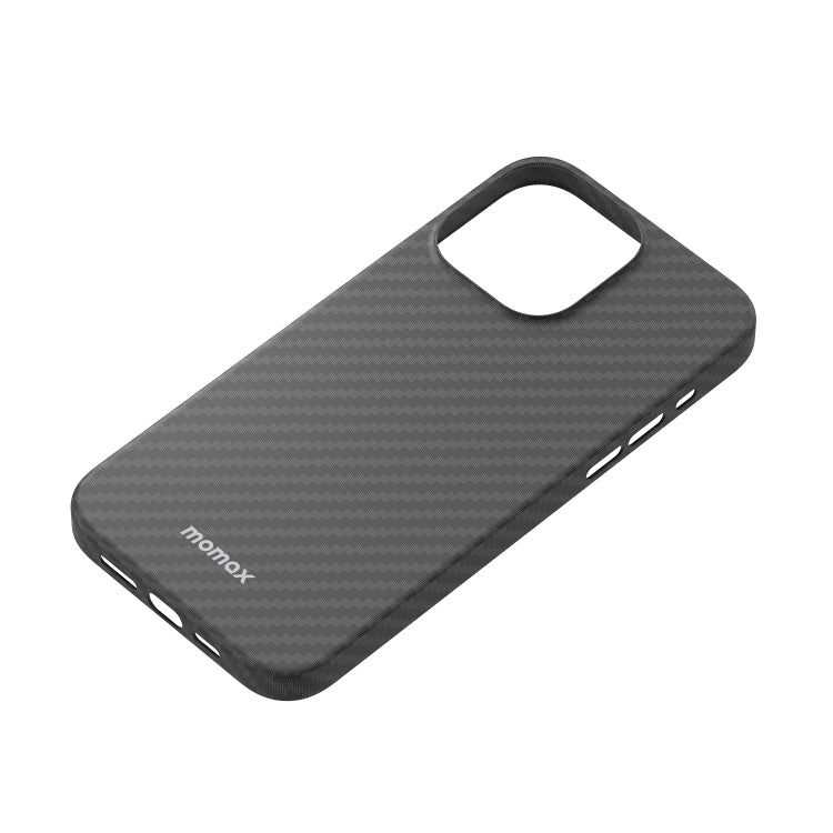 For iPhone 14 MOMAX Magsafe Magnetic Carbon Fiber Texture Phone Case(Black)