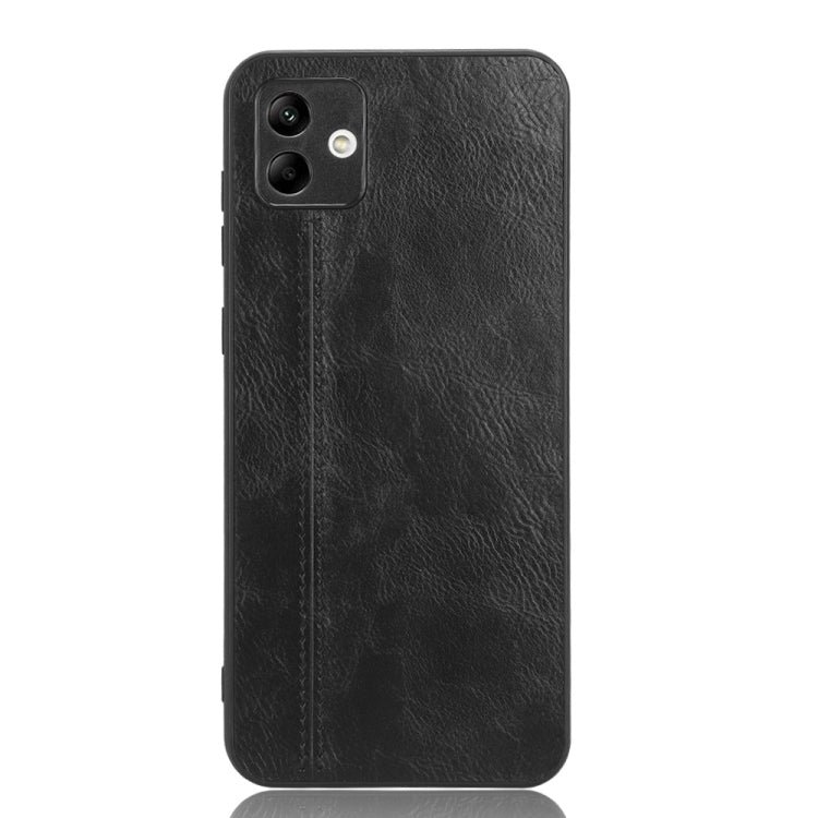 For Samsung Galaxy A04 4G Sewing Cow Pattern Skin PC + PU + TPU Phone Case